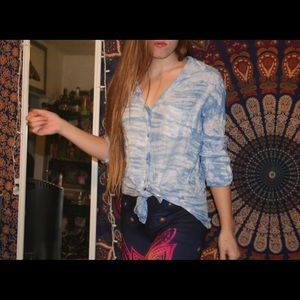 Tie Dye Casual Button Down soft Blouse